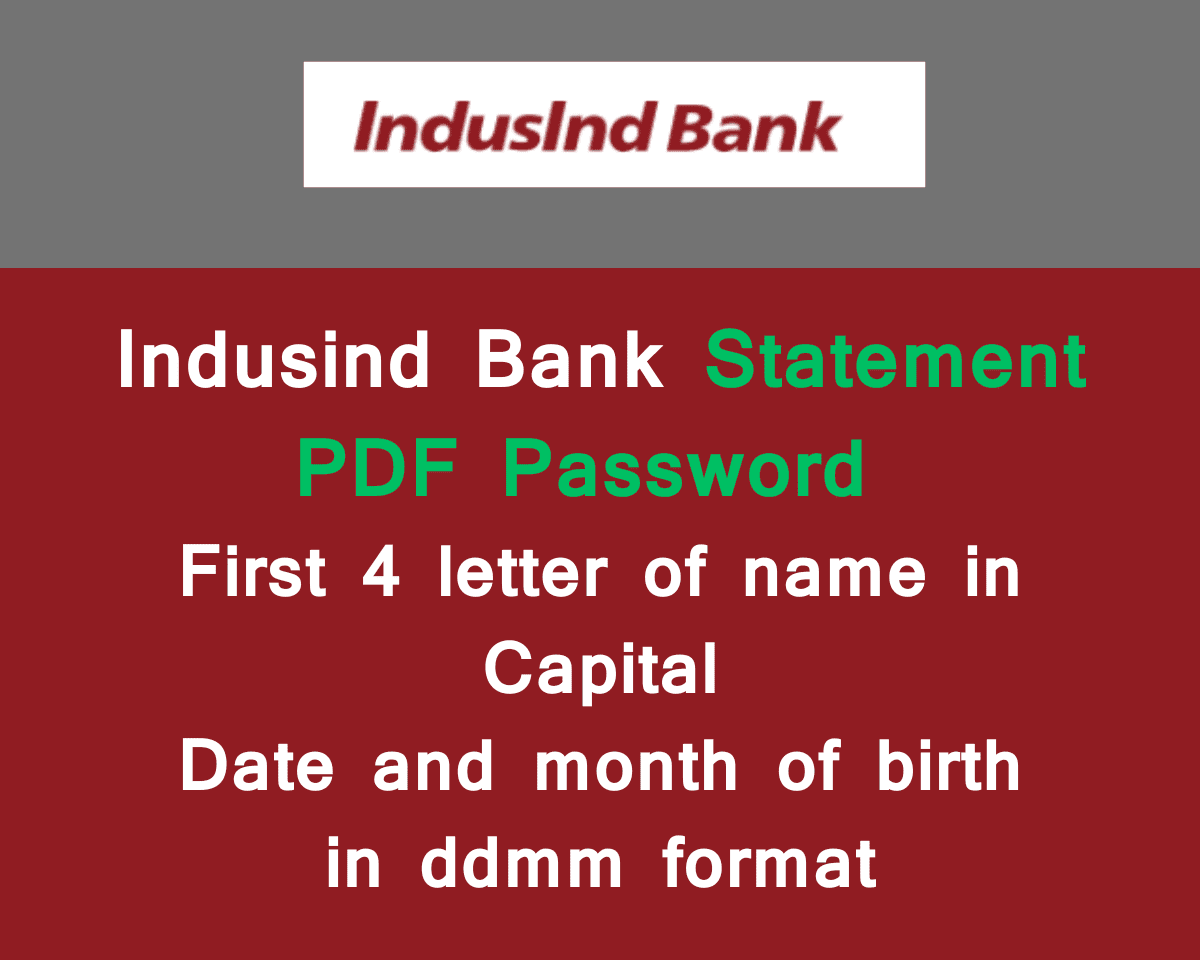 Indusind Bank Statement PDF Password